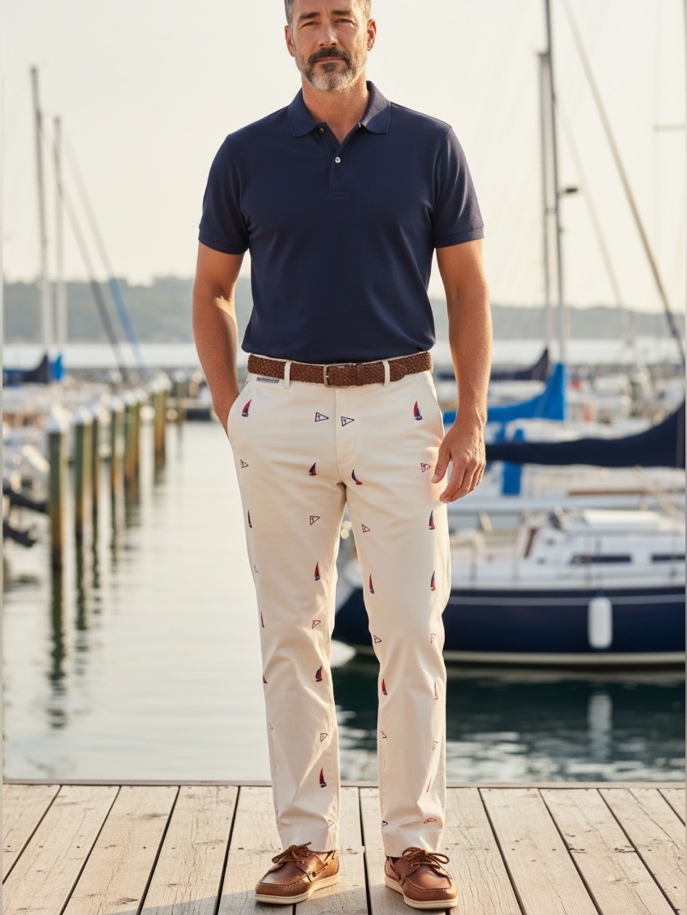 VTG ASHER OFF WHITE W EMBROIDERED  NAUTICAL VIBE  PANTS ECLECTIC GRANDPA 37W